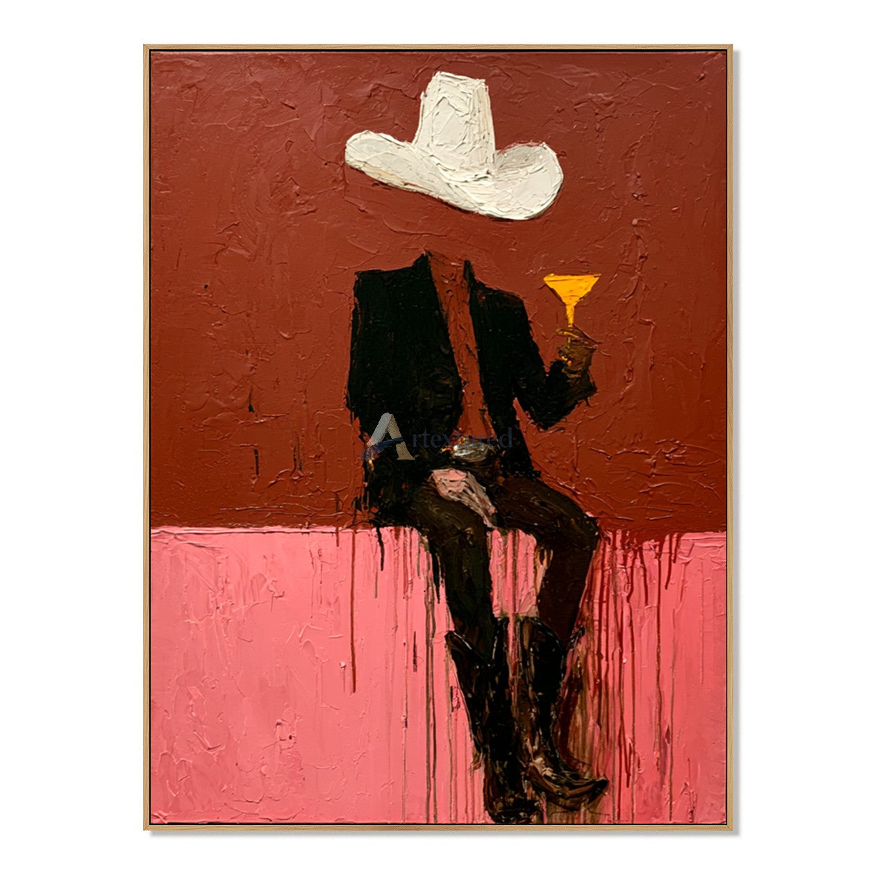 Last Call Cowboy – Textured Western Bar Painting#wp261622