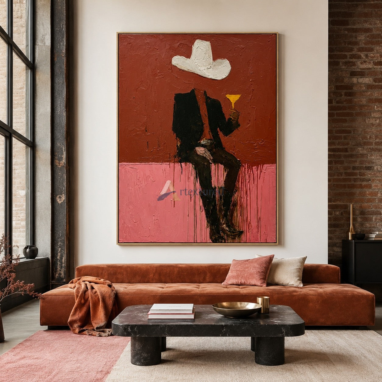 Last Call Cowboy – Textured Western Bar Painting#wp261622
