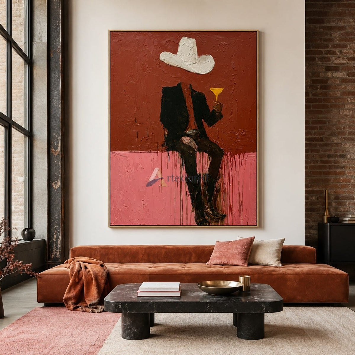 Last Call Cowboy – Textured Western Bar Painting#wp261622
