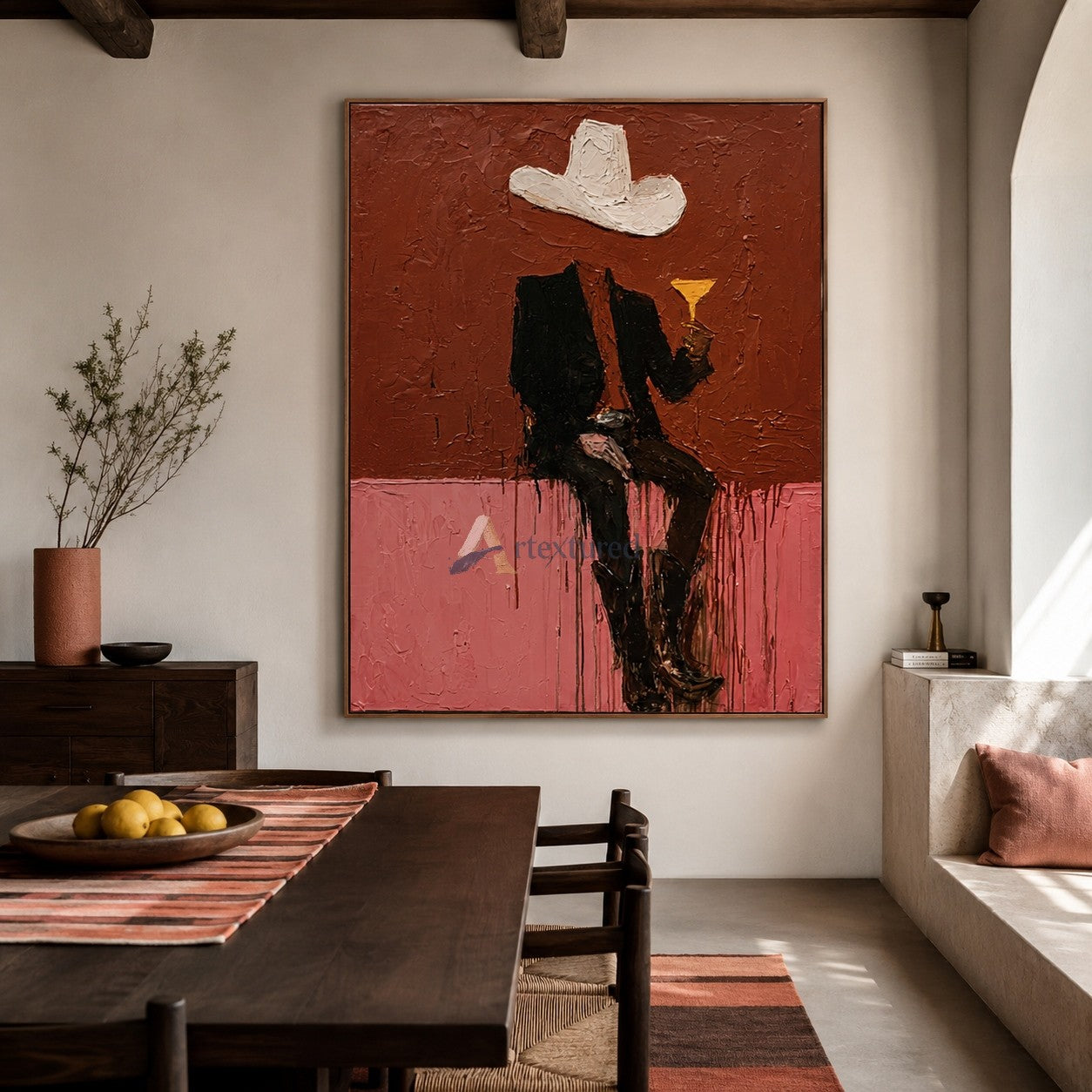 Last Call Cowboy – Textured Western Bar Painting#wp261622