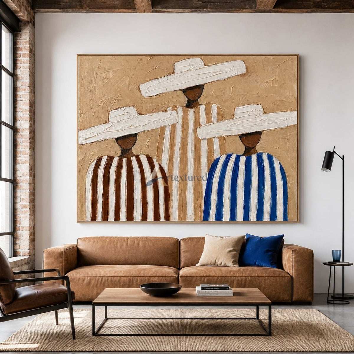 Three Beneath the Brim – Southwestern Folk Art Painting#wp261625