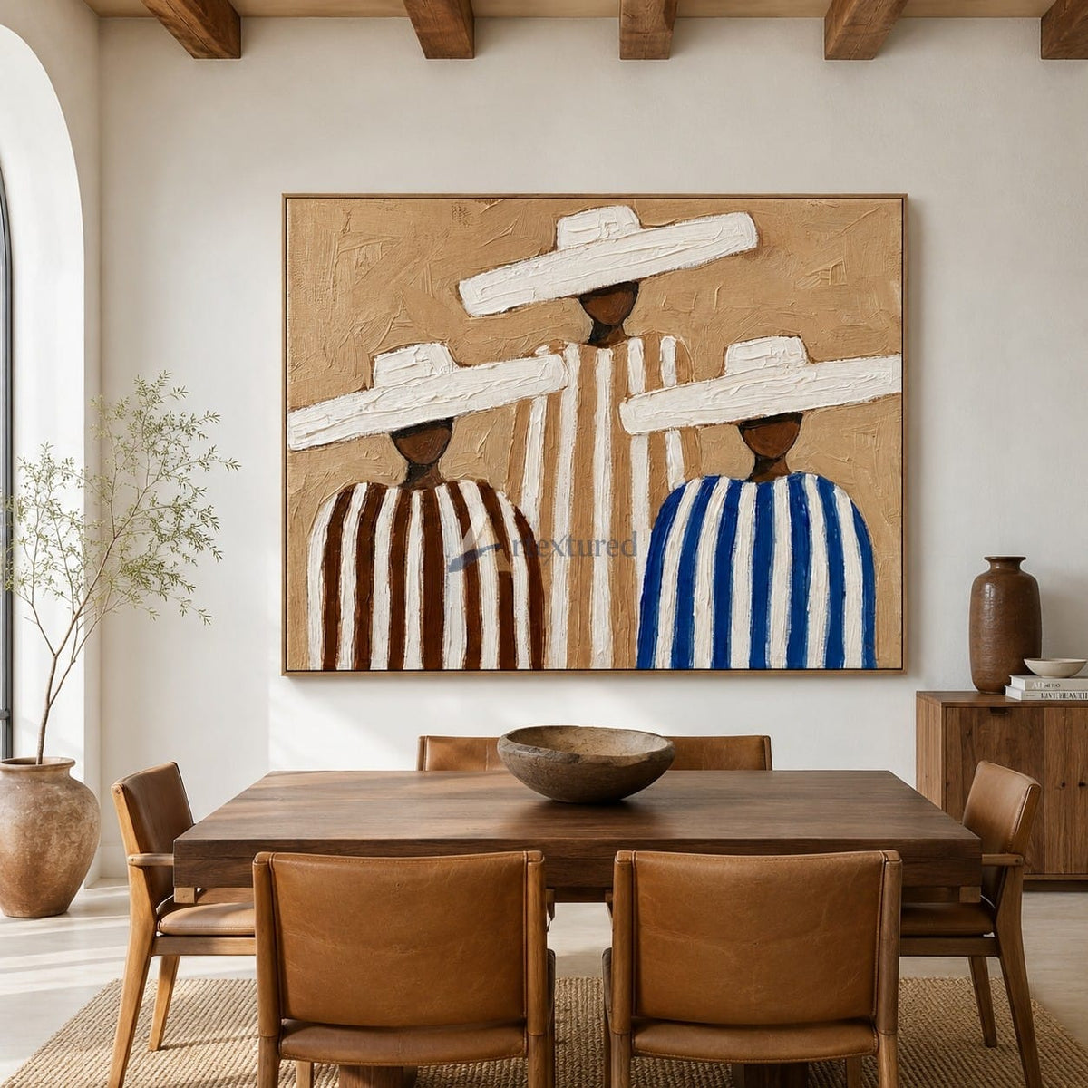 Three Beneath the Brim – Southwestern Folk Art Painting#wp261625