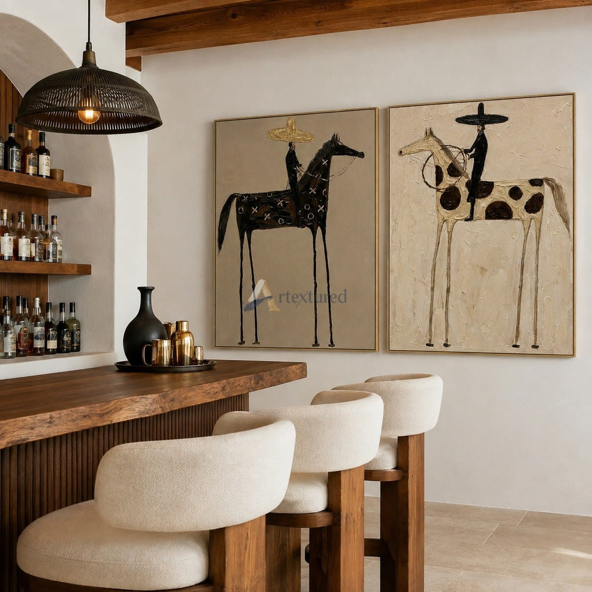 Two Riders – Western Horse Diptych Wall Art Set#wp261632
