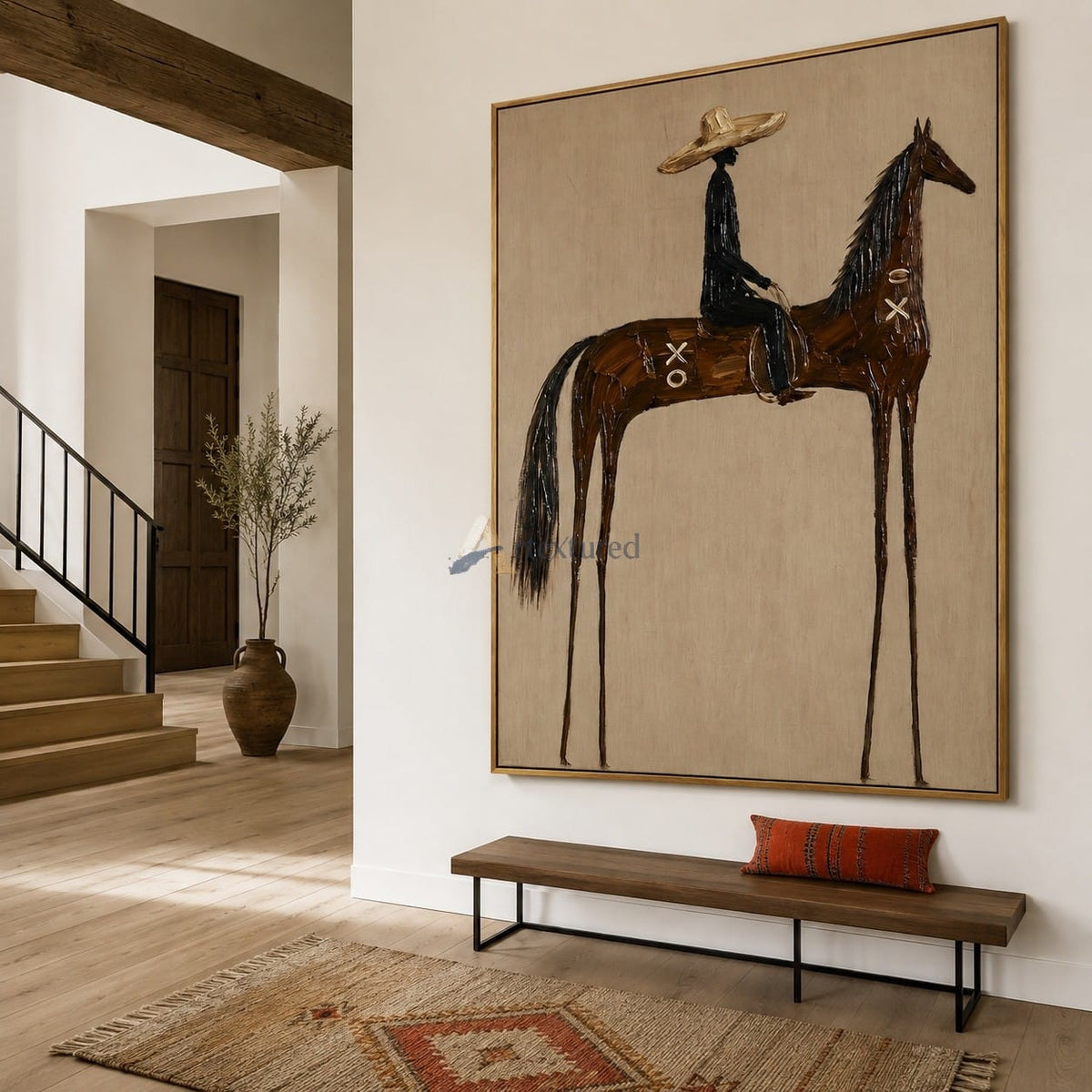 Long Ride Home – Minimalist Cowboy Horse Painting#wp261633