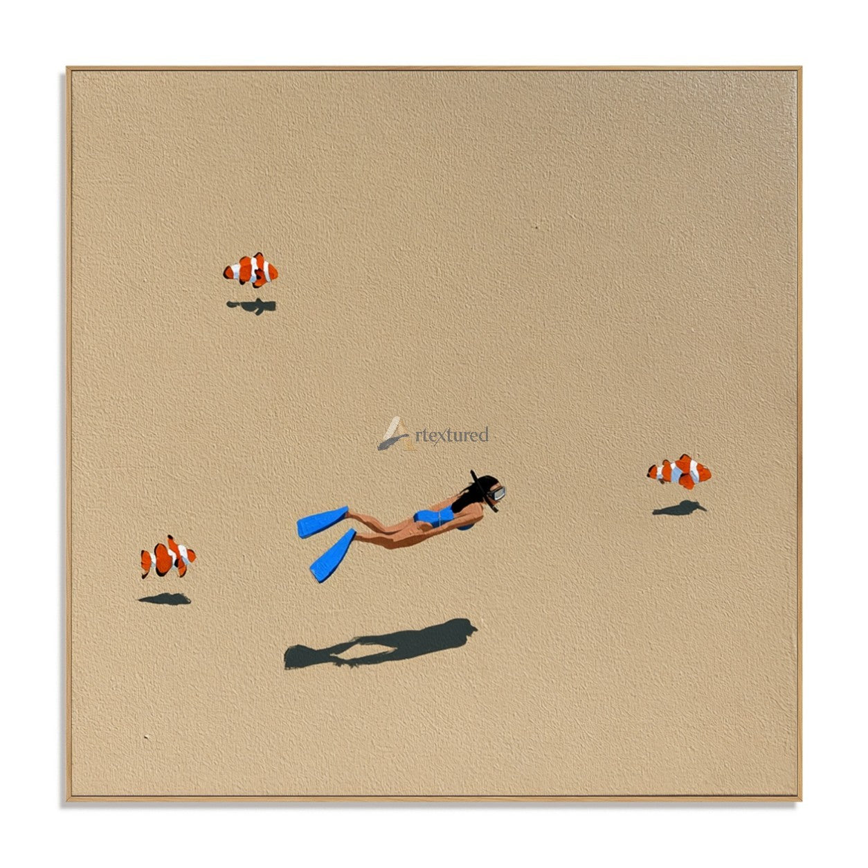 Quiet Reef – Hand-Painted Minimalist Snorkeler Wall Art#wp261708