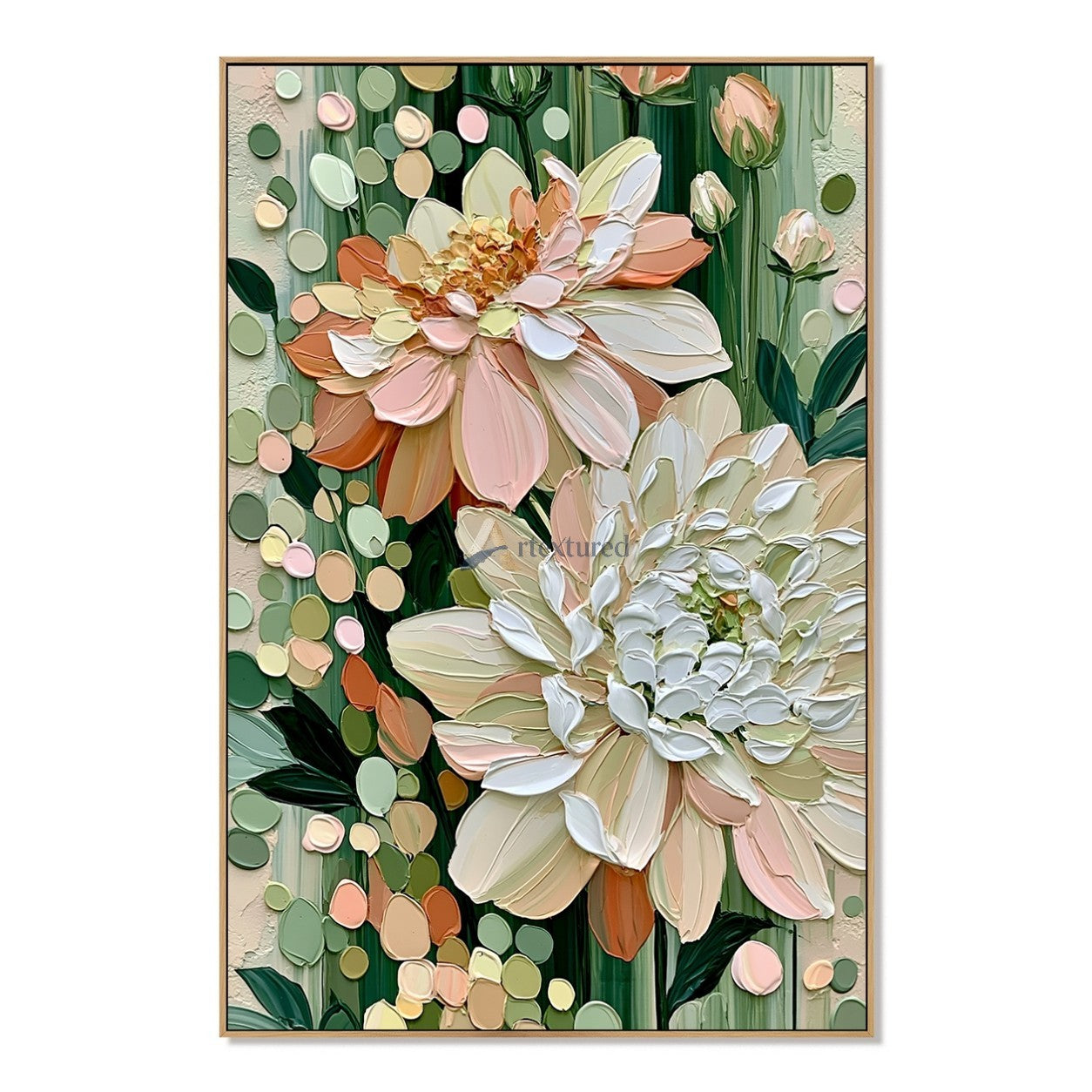 Blush and Ivory Oversized Flower Textured Wall Art#wp261752