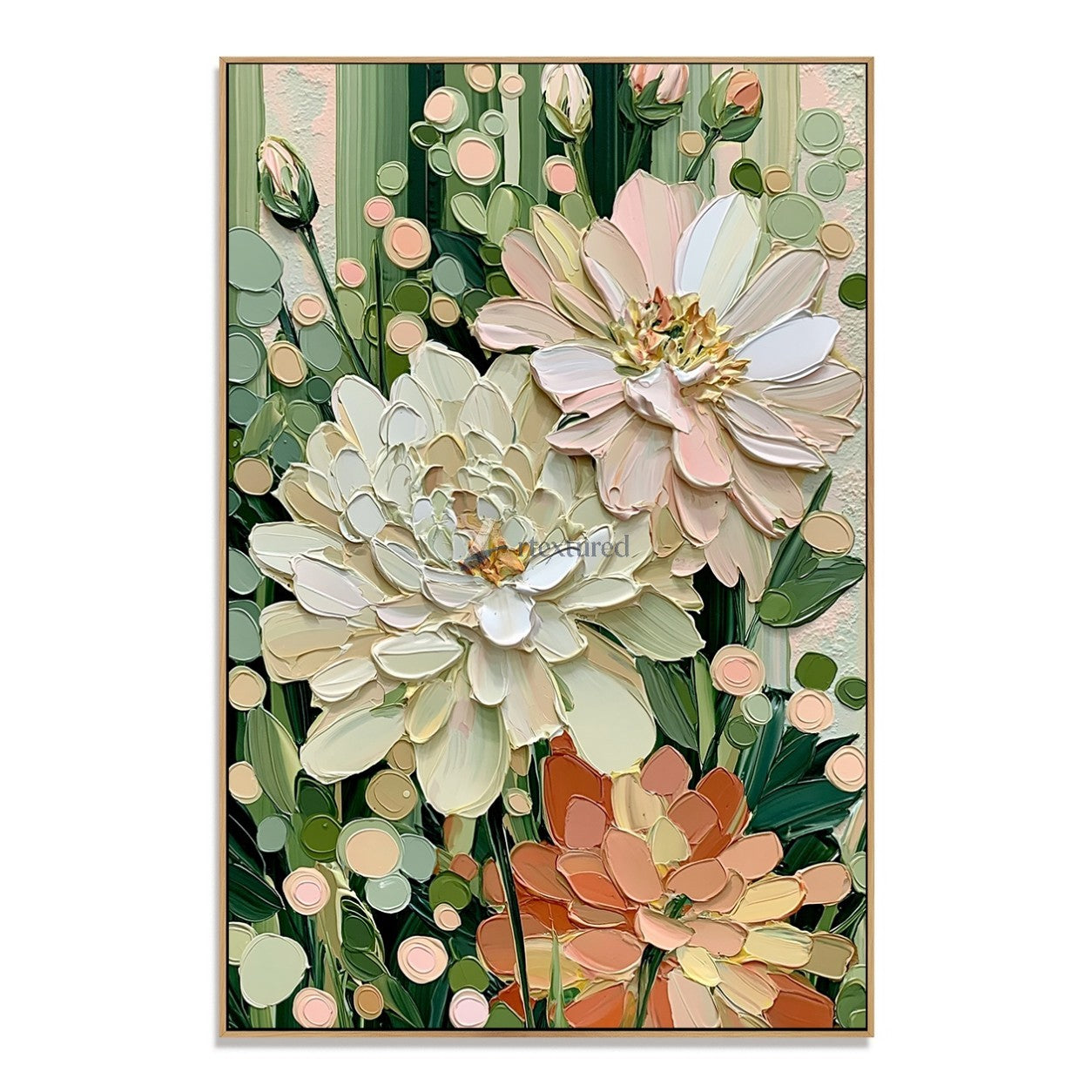 Blush and Sage Textured Garden Floral Wall Art#wp261754