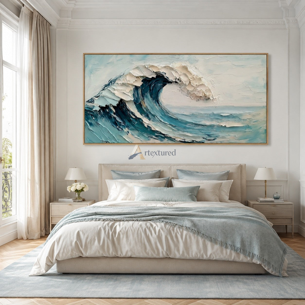 Blue Ocean Wave Textured Coastal Wall Art#wp261755