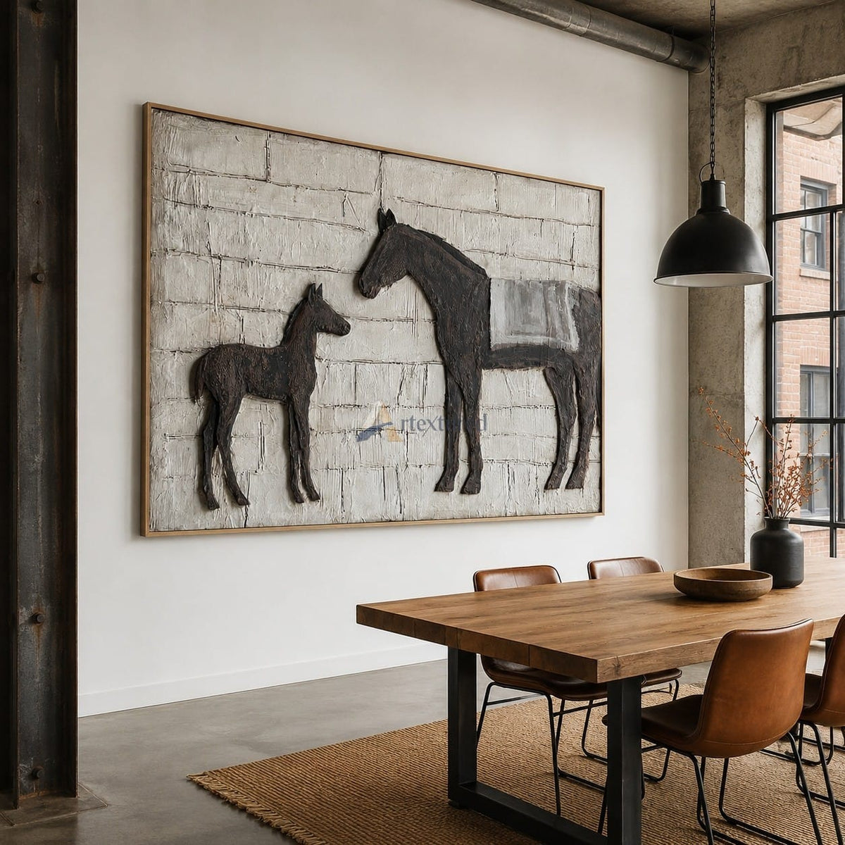 Mare and Foal Bas-Relief Wall Art – Neutral Farmhouse Horse Decor#wp261761