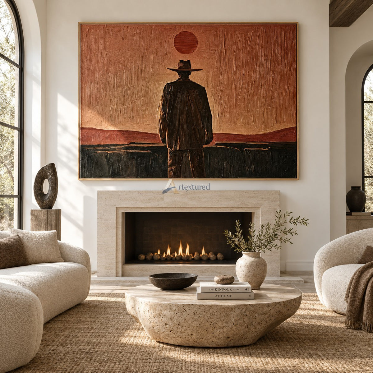 Last Light on the Range — Lone Cowboy Sunset Wall Art#wp261795