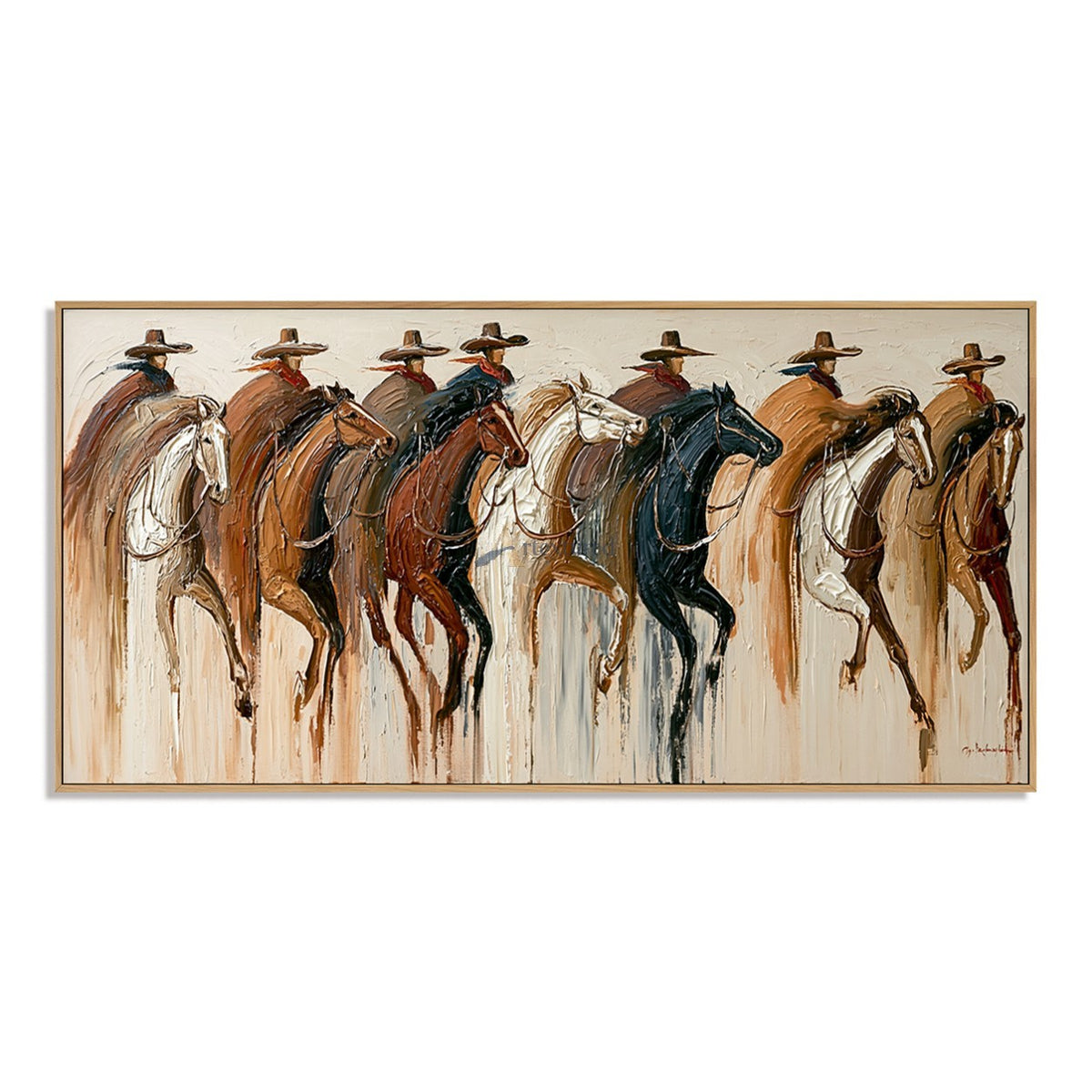 Open Range Riders — Hand-Painted Textured Western Cowboy Horse Wall Art#wp261800