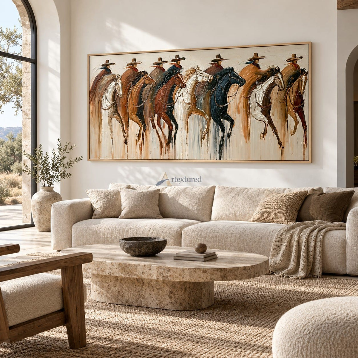 Open Range Riders — Hand-Painted Textured Western Cowboy Horse Wall Art#wp261800