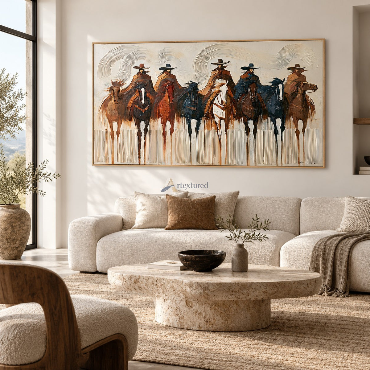 Frontier Riders — Hand-Painted Textured Western Cowboy & Horse Wall Art#wp261801
