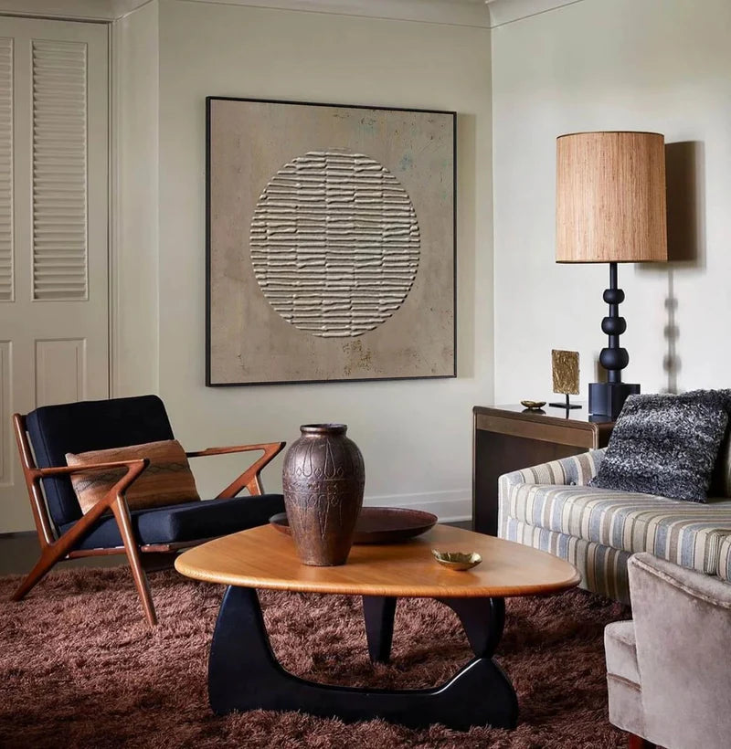 Minimalist Textured Circle – Modern Abstract Canvas Art#AB0519040