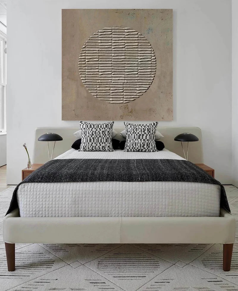 Minimalist Textured Circle – Modern Abstract Canvas Art#AB0519040
