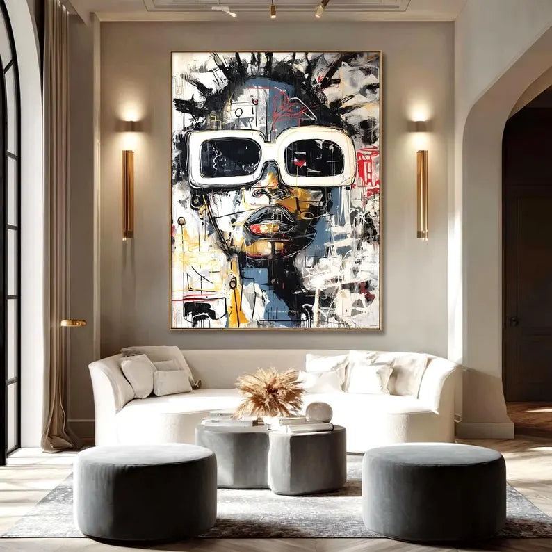 City Reflection – Woman in Sunglasses Graffiti Wall Art#yy101504