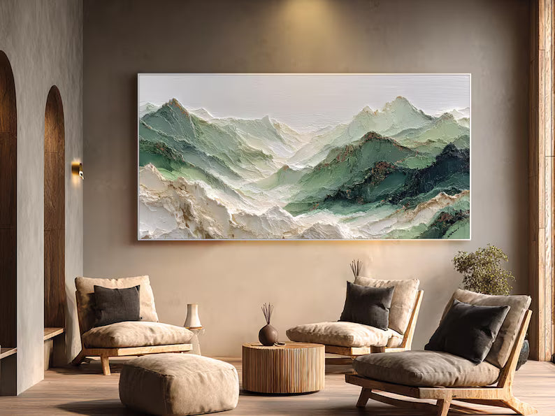 Valley of Mist – Sage Green Mountain Landscape Wall Art#yy101506