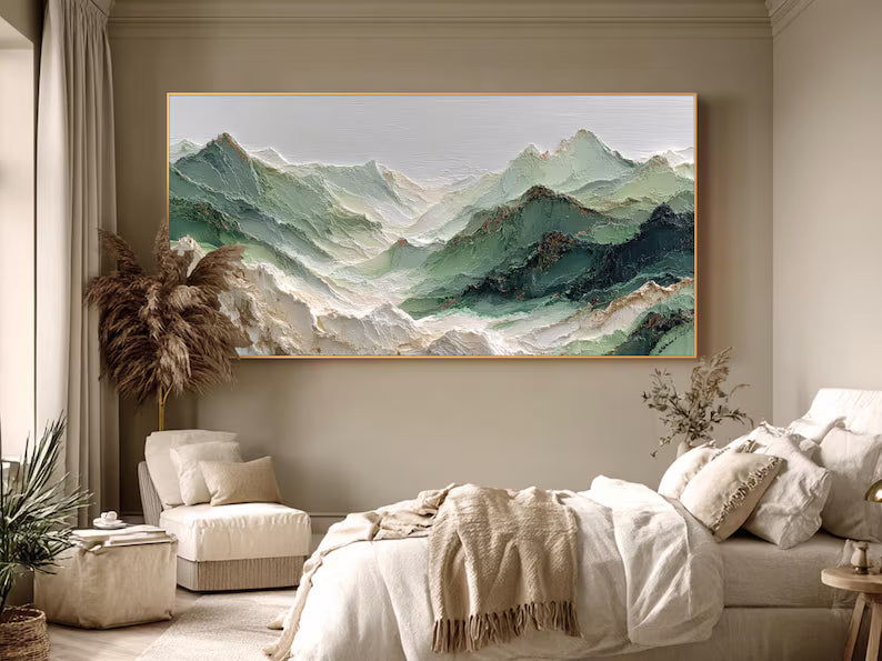 Valley of Mist – Sage Green Mountain Landscape Wall Art#yy101506