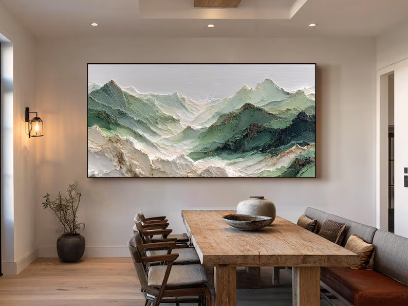 Valley of Mist – Sage Green Mountain Landscape Wall Art#yy101506