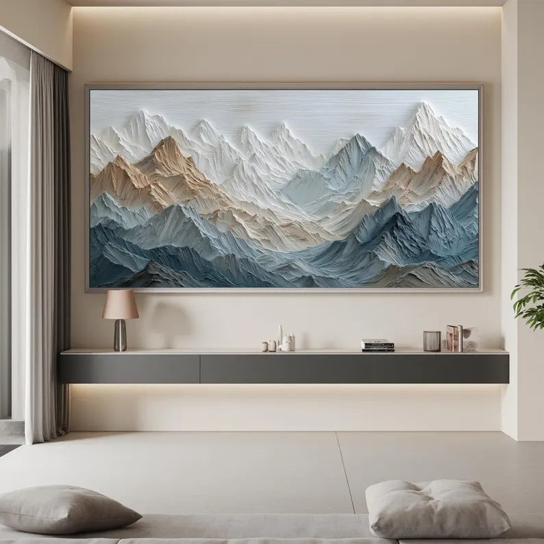 Glacial Horizon – Blue Mountain Landscape Wall Art#yy101521