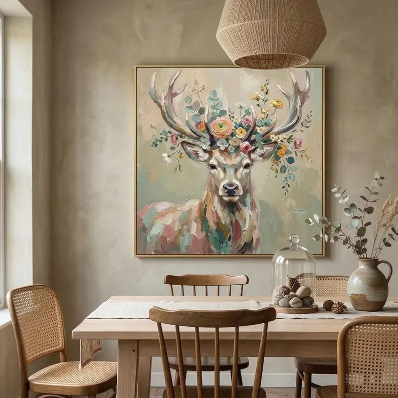 Garden Antlers – Floral Deer Portrait Wall Art#yy101530