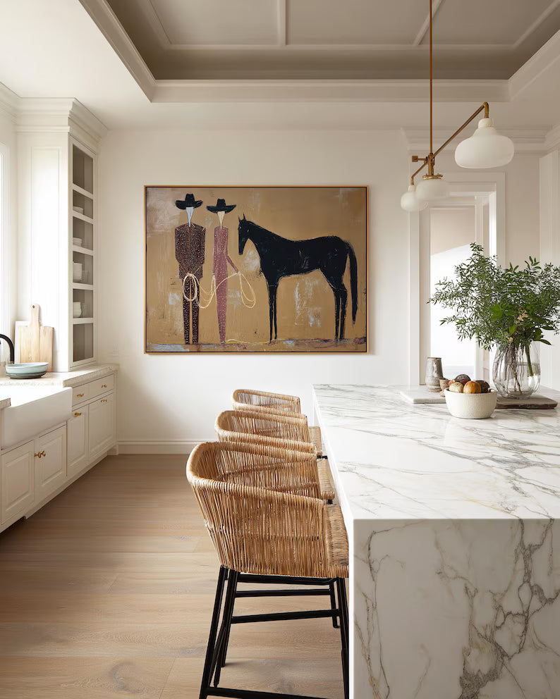 Western Horse and Cowboys Painting – Southwestern Wall Art#yy61702