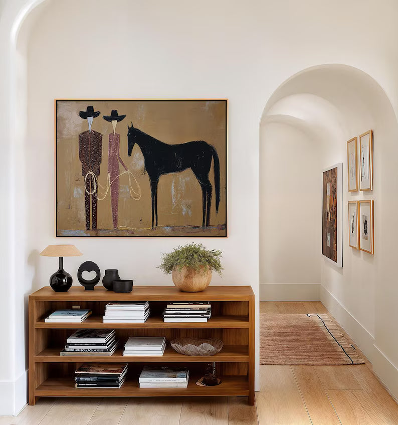 Western Horse and Cowboys Painting – Southwestern Wall Art#yy61702