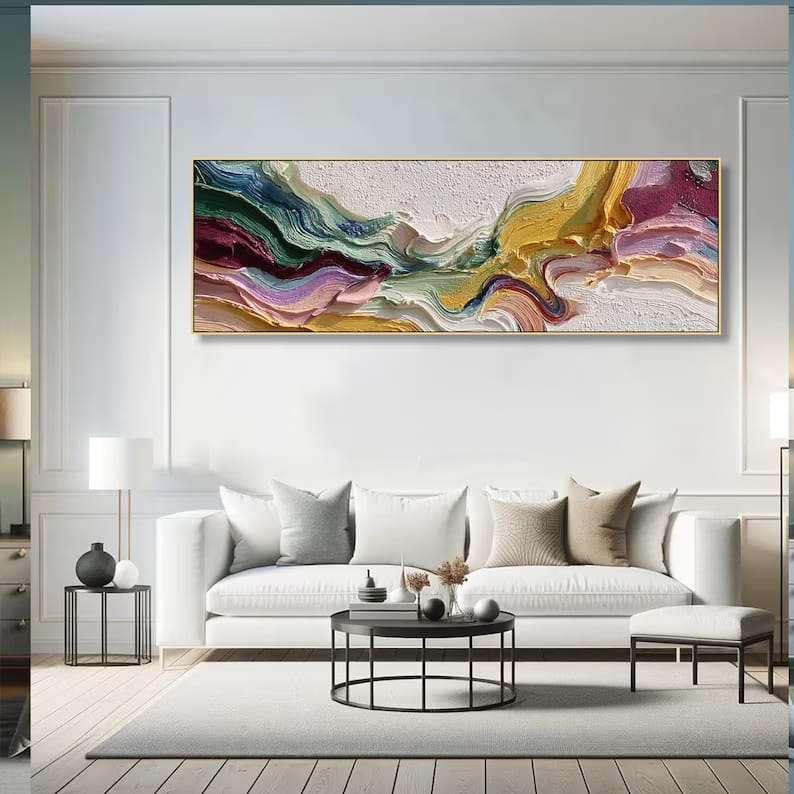 texture Colorful Textured Abstract Painting – Panoramic Wall Art#yy61703