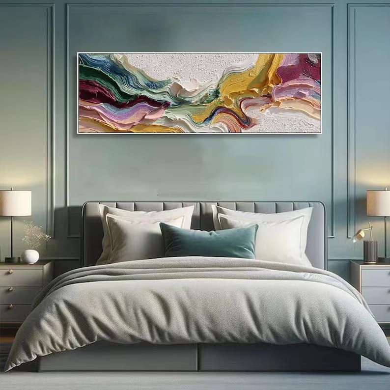 Colorful Textured Abstract Painting – Panoramic Wall Art#yy61703