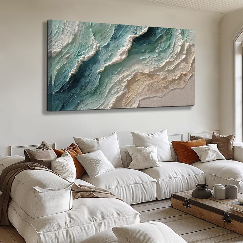 texture Teal Textured Ocean Wave Painting – Coastal Wall Art#yy61704