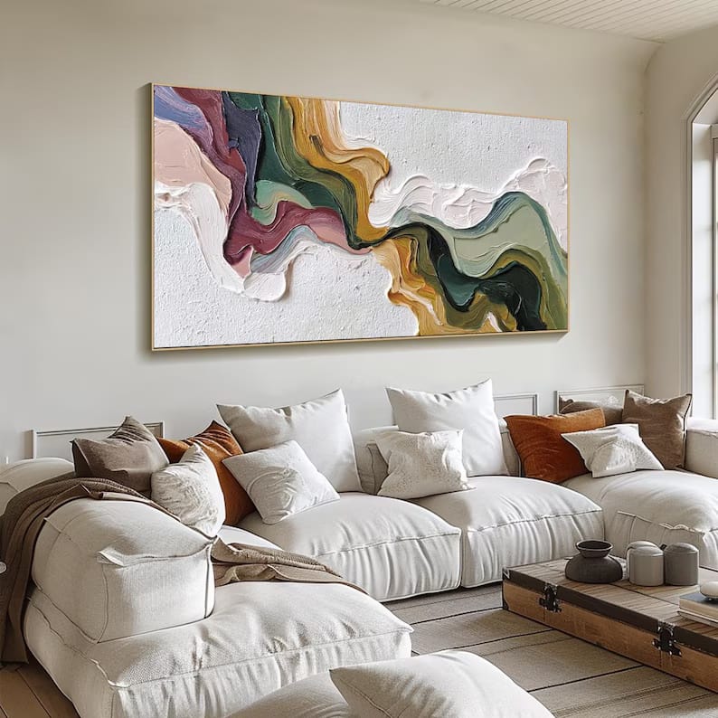 texture Colorful Textured Abstract Painting – Modern Horizontal Wall Art#yy61707