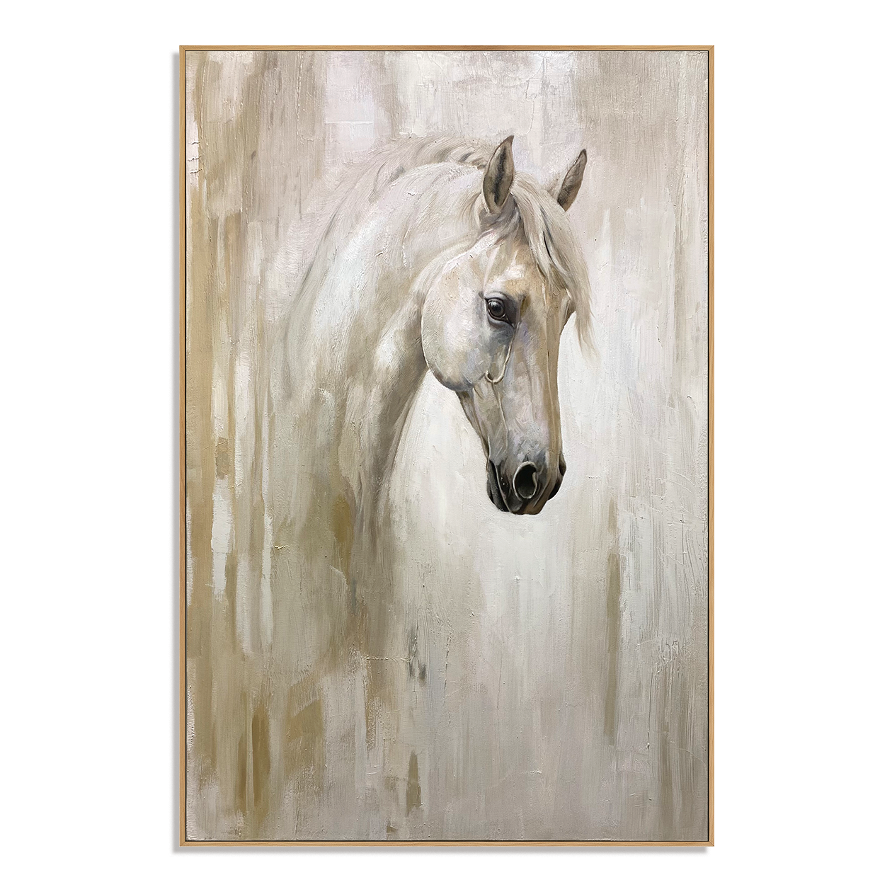 White Majesty – Elegant White Horse Portrait Oil Painting#yy710076