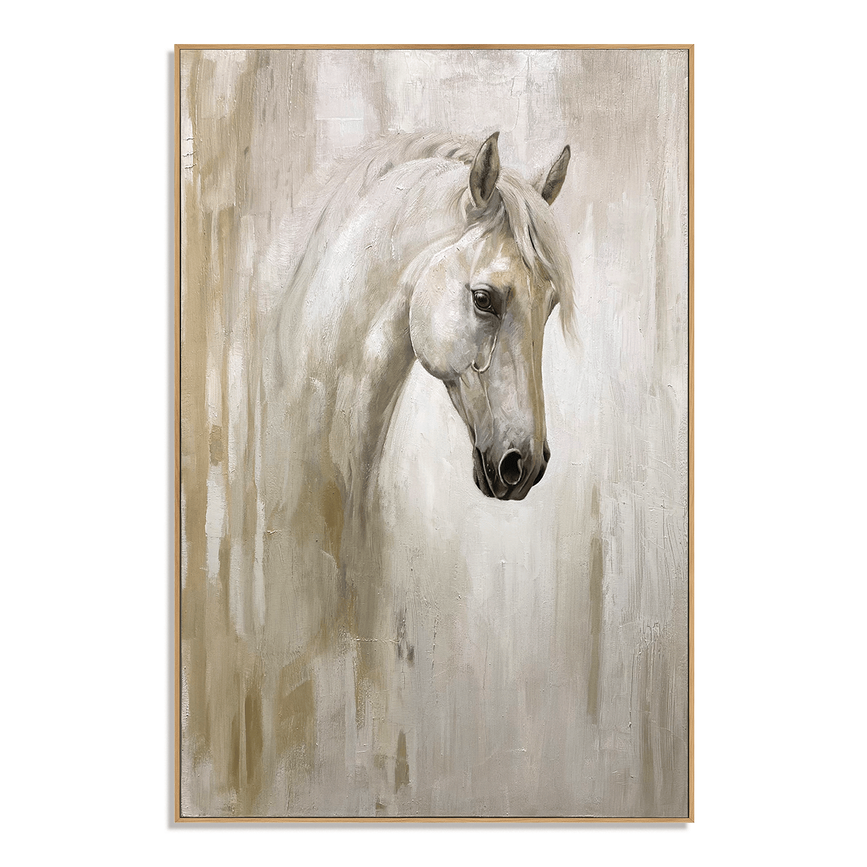 White Majesty – Elegant White Horse Portrait Oil Painting#yy710076