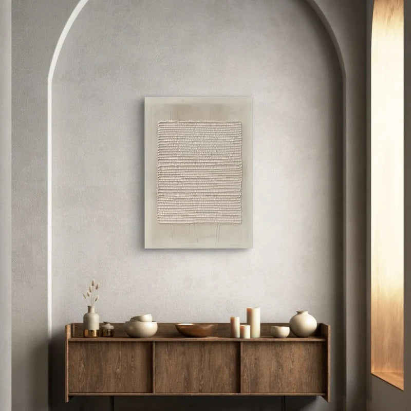 White Textured Wall Art – Minimalist 3D Abstract Canvas Painting#yy721001