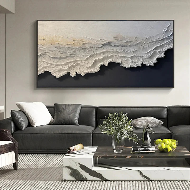 White Textured Abstract Wall Art – 3D Minimalist Canvas Painting#yy721007