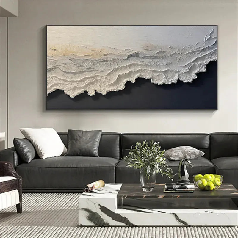 White Textured Abstract Wall Art – 3D Minimalist Canvas Painting#yy721007