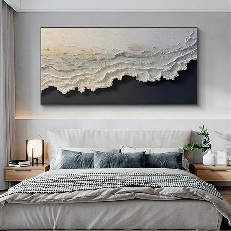 White Textured Abstract Wall Art – 3D Minimalist Canvas Painting#yy721007