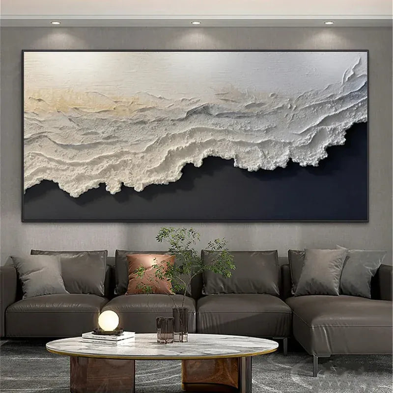 White Textured Abstract Wall Art – 3D Minimalist Canvas Painting#yy721007