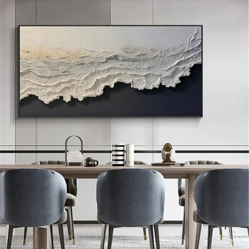 White Textured Abstract Wall Art – 3D Minimalist Canvas Painting#yy721007