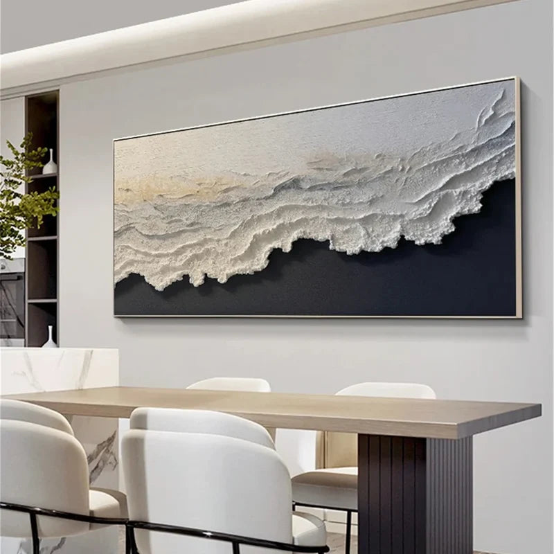 White Textured Abstract Wall Art – 3D Minimalist Canvas Painting#yy721007