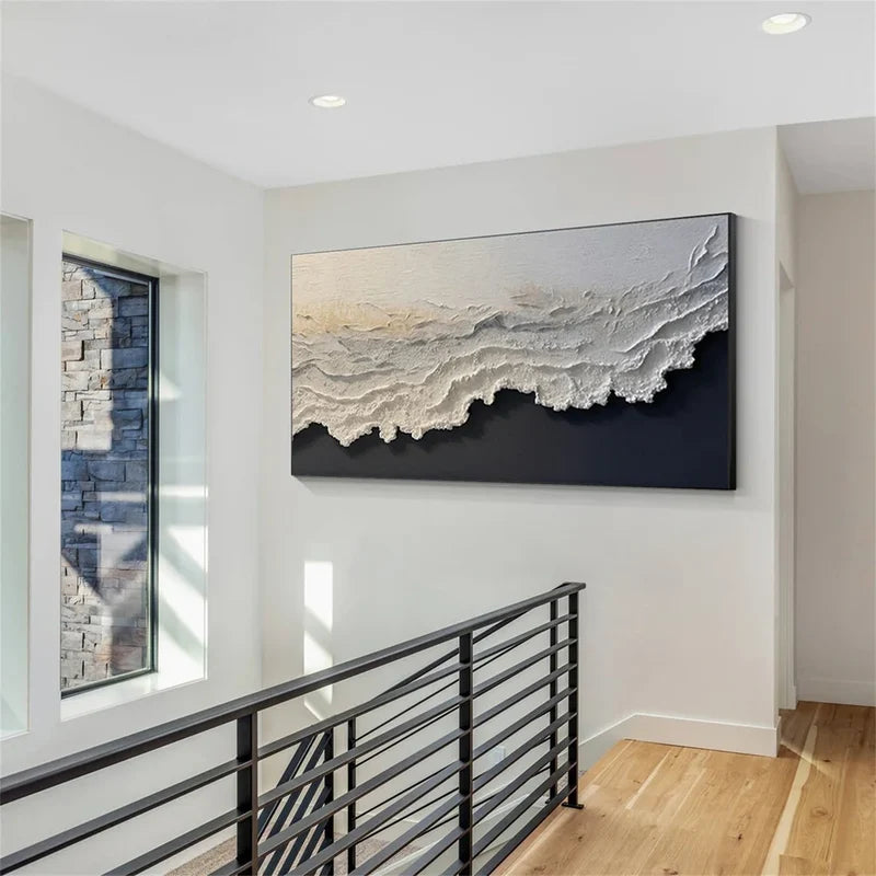 White Textured Abstract Wall Art – 3D Minimalist Canvas Painting#yy721007