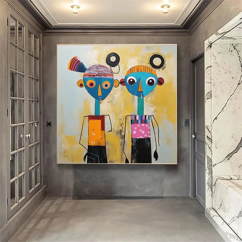 Colorful Abstract Portrait Wall Art – Modern Figurative Canvas Painting#yy721008