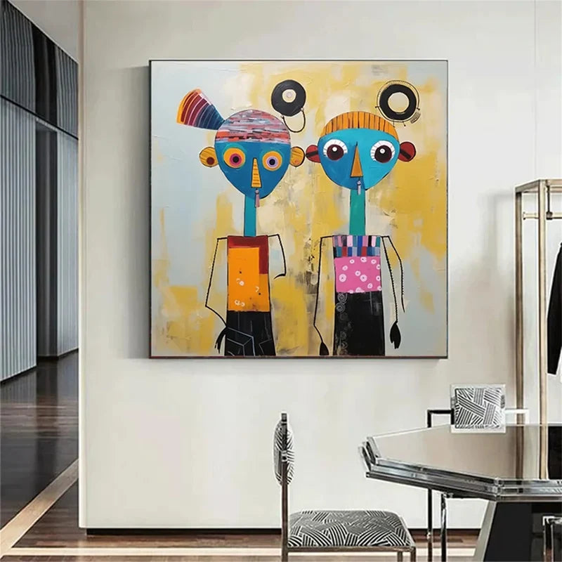 Colorful Abstract Portrait Wall Art – Modern Figurative Canvas Painting#yy721008