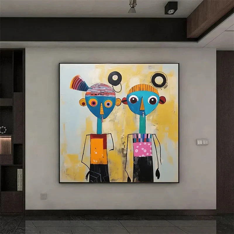 Colorful Abstract Portrait Wall Art – Modern Figurative Canvas Painting#yy721008
