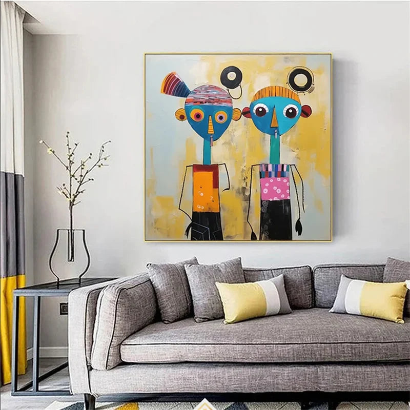 Colorful Abstract Portrait Wall Art – Modern Figurative Canvas Painting#yy721008