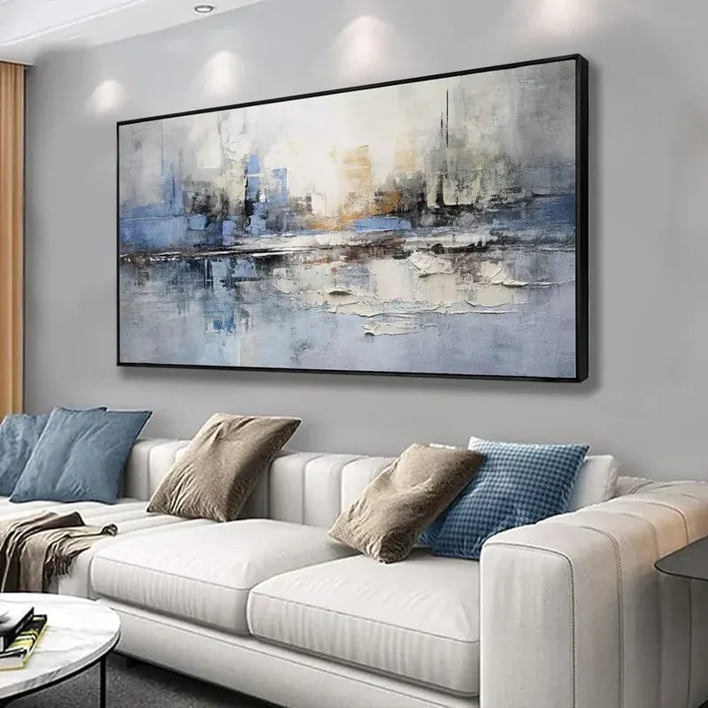 Abstract City Skyline Wall Art – Modern Urban Canvas Painting#yy721013