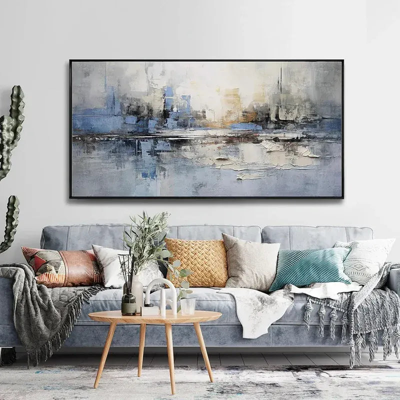 Abstract City Skyline Wall Art – Modern Urban Canvas Painting#yy721013