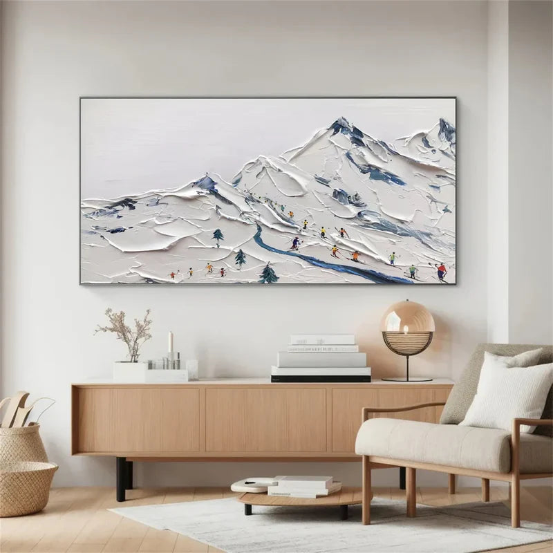 Snow Mountain Wall Art – 3D Textured Winter Landscape Painting#yy721017