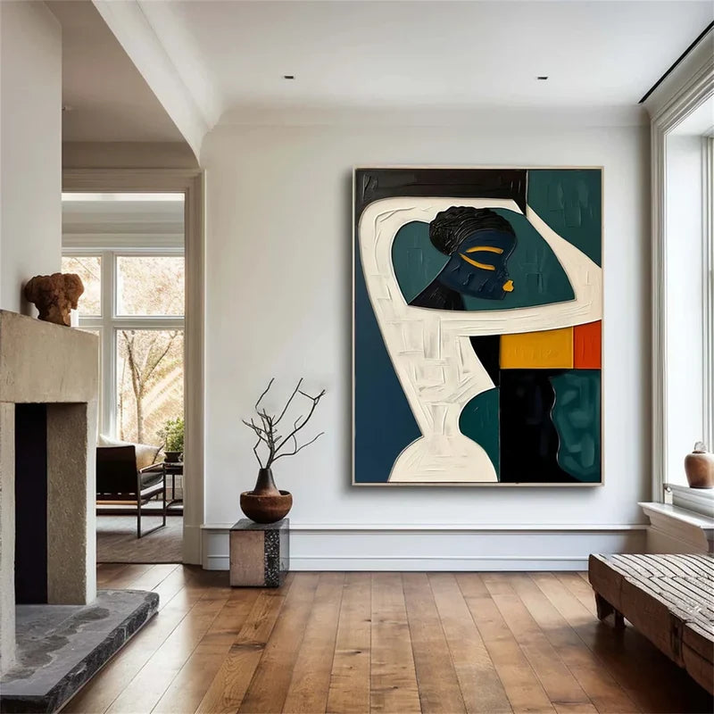 Abstract Figure Wall Art – Modern Geometric Canvas Painting#yy721018