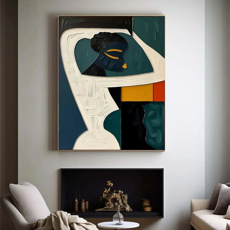 Abstract Figure Wall Art – Modern Geometric Canvas Painting#yy721018